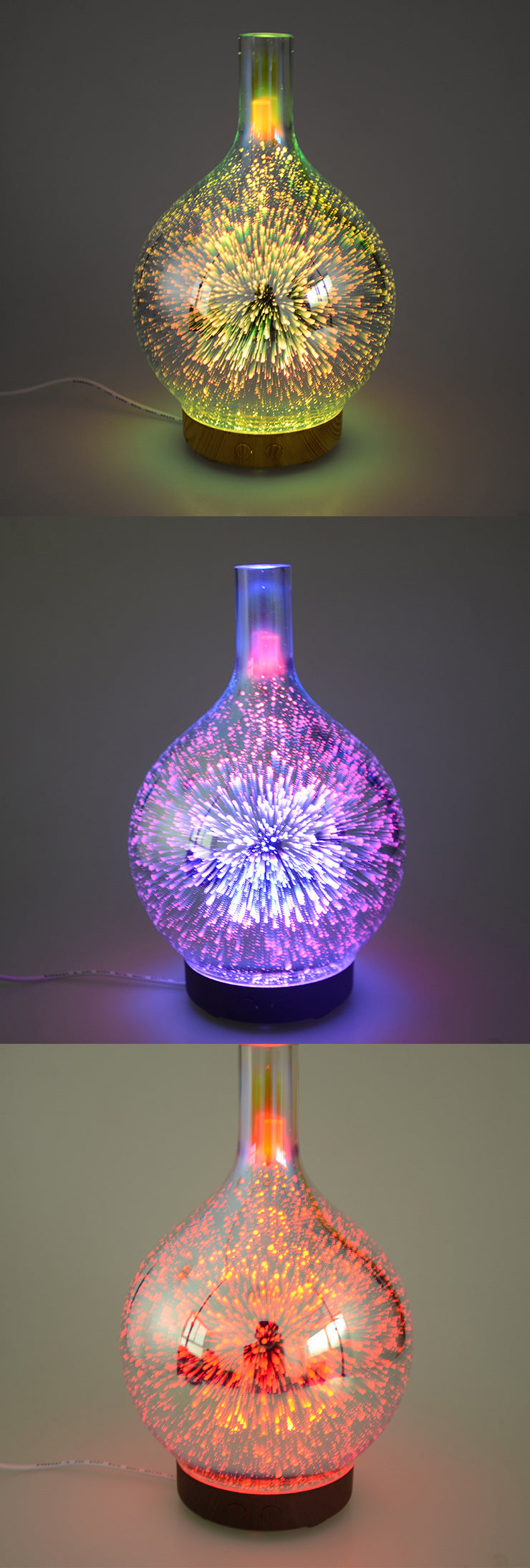 Firework Ultrasonic Diffuser – 3D Glass Aromatherapy Light