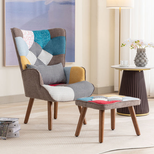Multi-colour Lounge Chair With Footrest