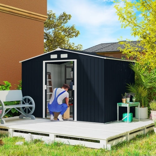 Metal Bicycle Shed, Outdoor Storage - 9x6ft