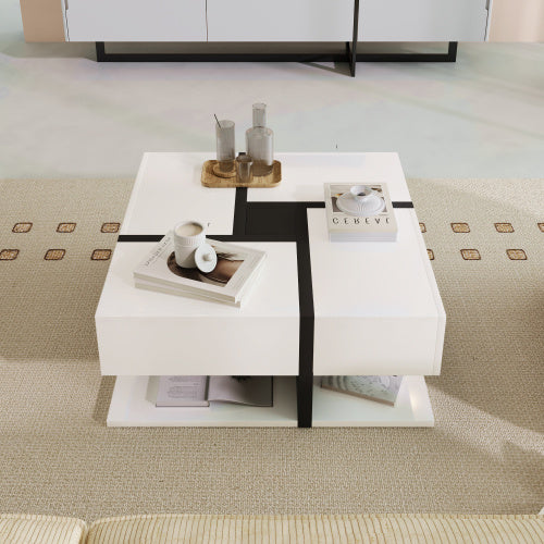 Coffee Table with 4 Drawers – Modern Storage Center Table