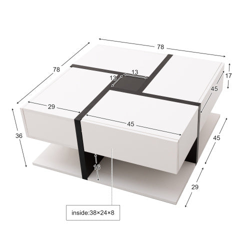 Coffee Table with 4 Drawers – Modern Storage Center Table