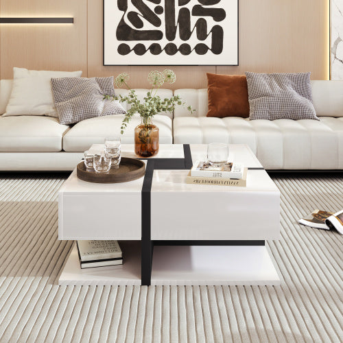 Coffee Table with 4 Drawers – Modern Storage Center Table