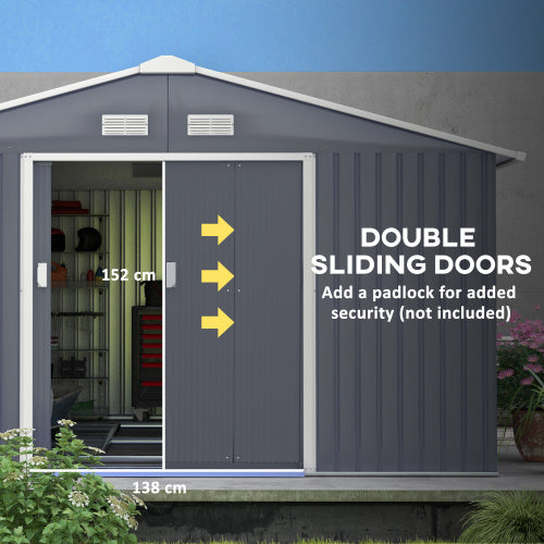 Metal Garden Shed,13x11ft Outdoor Storage