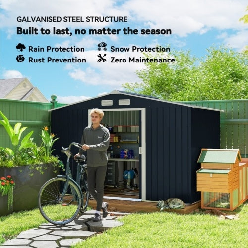 Metal Bicycle Shed, Outdoor Storage - 9x6ft