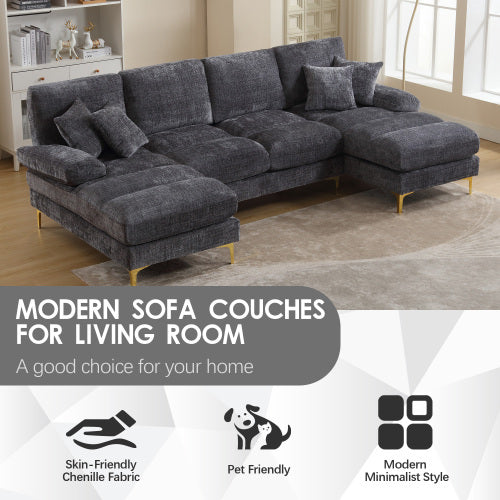 Modular Sofa with Double Chaise – U-Shaped Sectional Couch