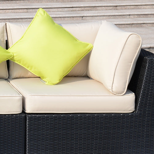 Rattan Garden Furniture Set With Glass Top Table, 8 Piece