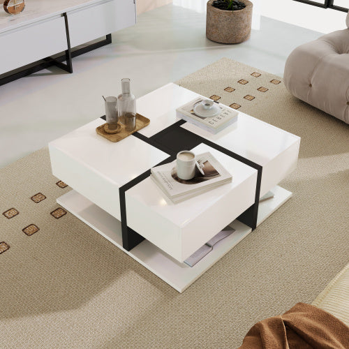 Coffee Table with 4 Drawers – Modern Storage Center Table