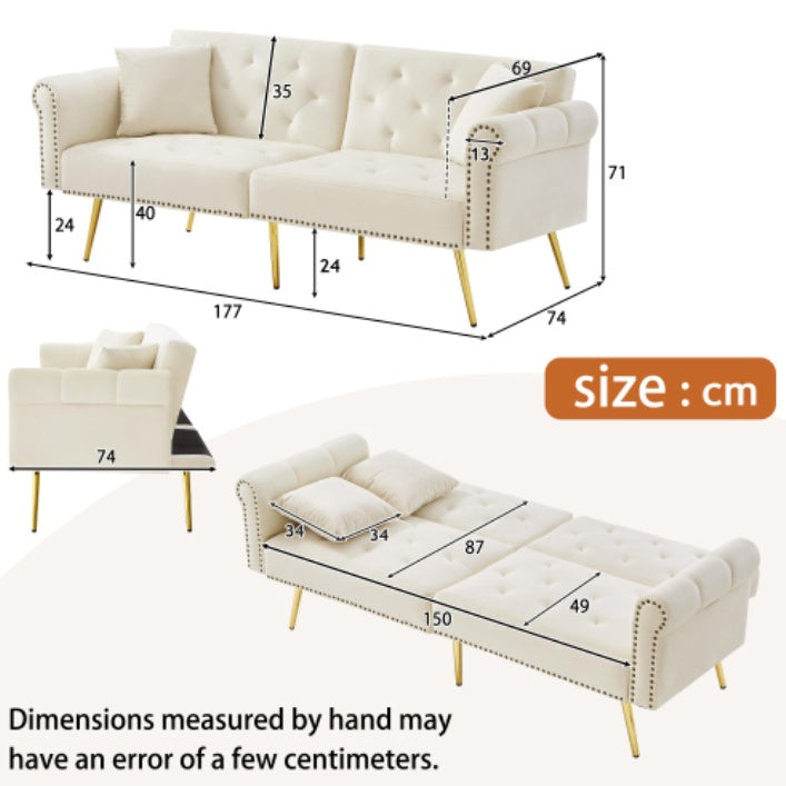 Modern 2-Seater Sofa Bed – Compact Convertible Couch