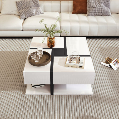 Coffee Table with 4 Drawers – Modern Storage Center Table