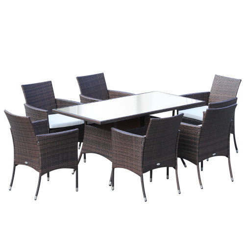 6 Seater Rattan Dining Set With Cushions