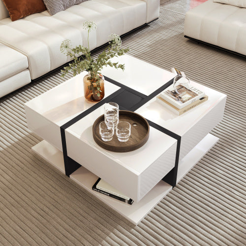 Coffee Table with 4 Drawers – Modern Storage Center Table