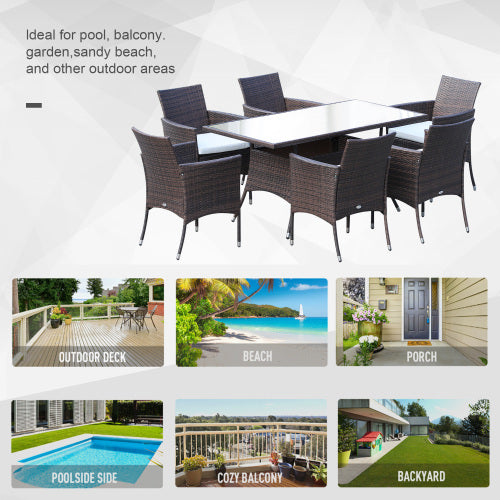 6 Seater Rattan Dining Set With Cushions