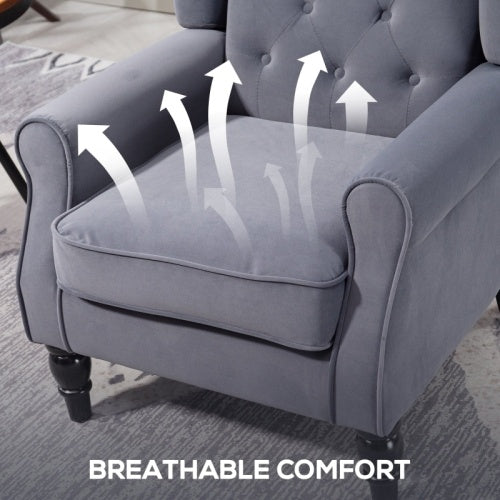 Retro Wingback Accent Chair – Upholstered Button Armchair