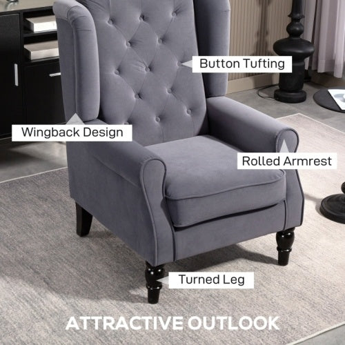 Retro Wingback Accent Chair – Upholstered Button Armchair