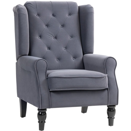 Retro Wingback Accent Chair – Upholstered Button Armchair
